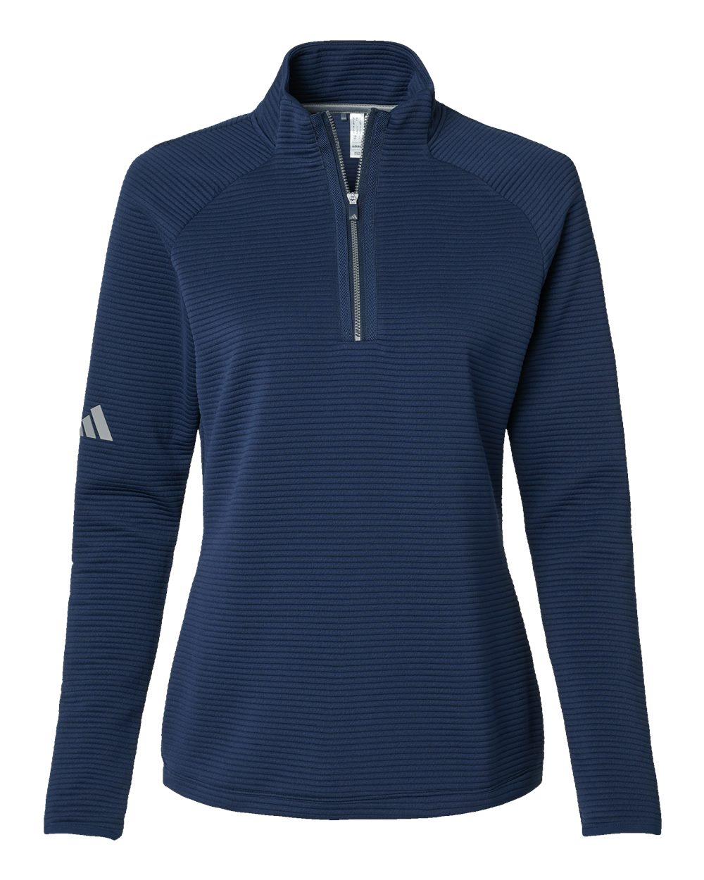 Front View of Collegiate Navy Women&#39;s Spacer Quarter-Zip Pullover - A589