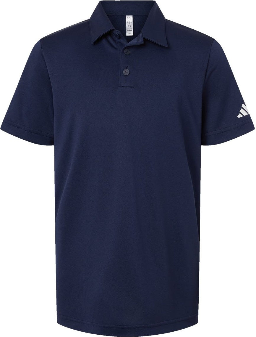 Front View of Collegiate Navy Youth Performance Polo - A4000