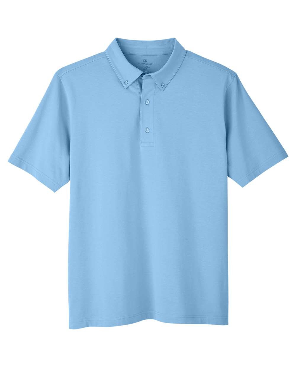 Front View of Columbia Blue Men's Lakeshore Stretch Cotton Performance Polo - UC105
