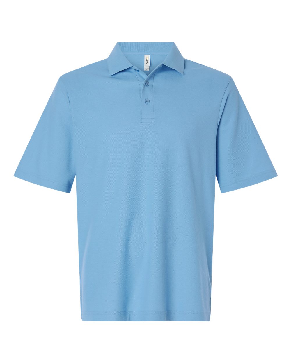 Front View of Columbia Blue Men's Resolve CVC Performance Pique Polo - CE106