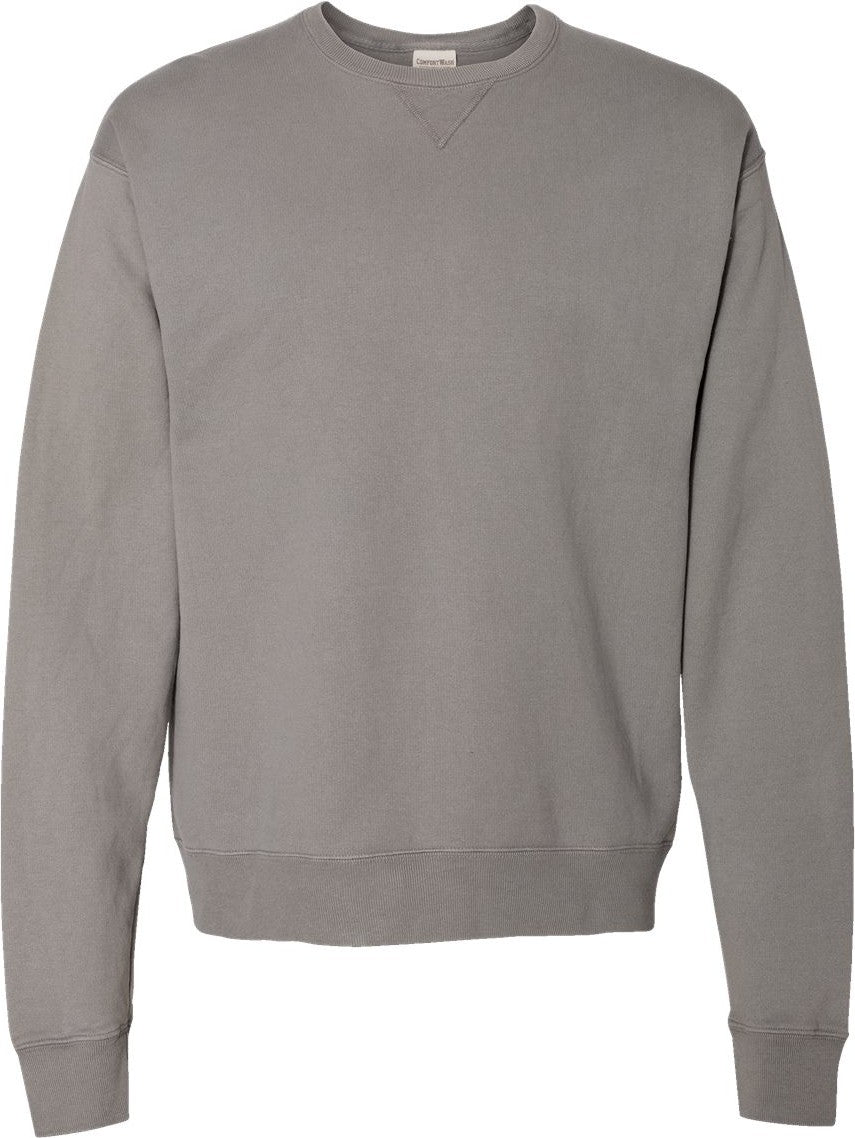 Front View of Concrete Grey Garment-Dyed Crewneck Sweatshirt - GDH400