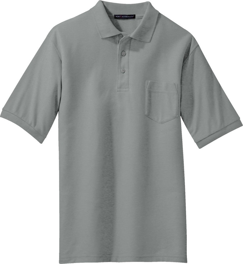 Front View of Cool Grey Port Authority Tall Silk Touch Polo with Pocket. TLK500P