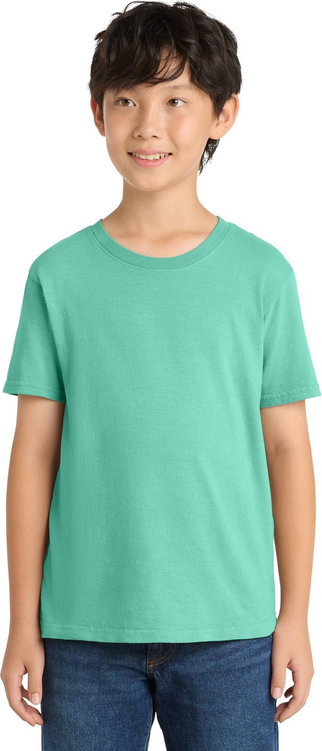 Front View of CoolMint Port & Co Youth Beach Wash Garment-Dyed Tee. PC099Y