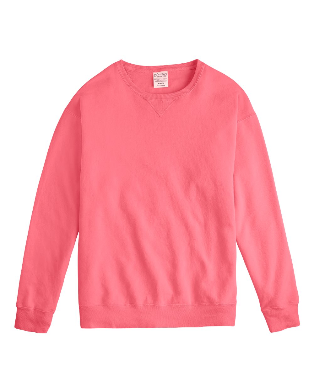 Front View of Coral Craze Garment-Dyed Crewneck Sweatshirt - GDH400