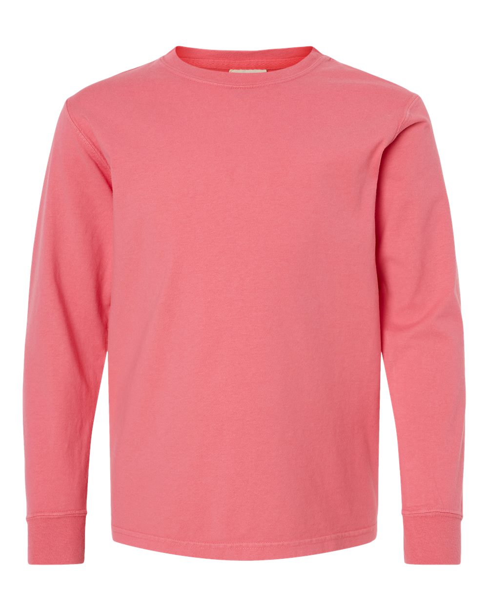 Front View of Coral Craze Garment-Dyed Youth Long Sleeve T-Shirt - GDH275