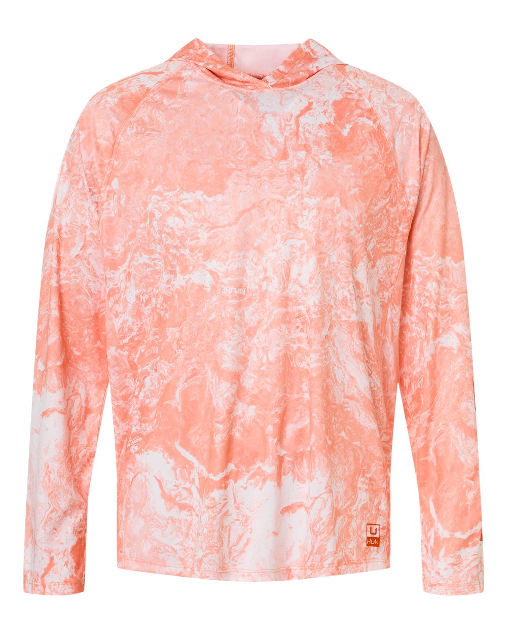 Front View of Coral Reef Men's Pursuit Mossy Oak Printed Hooded Long Sleeve T-Shirt - H12L0047 plain