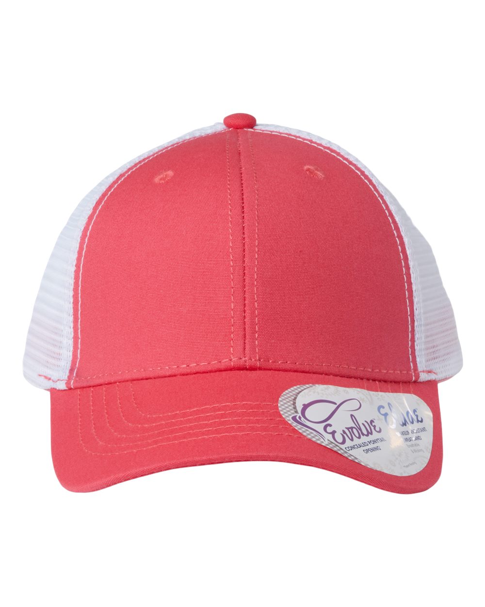 Coral/ White Women's Modern Trucker Cap - CHARLIE
