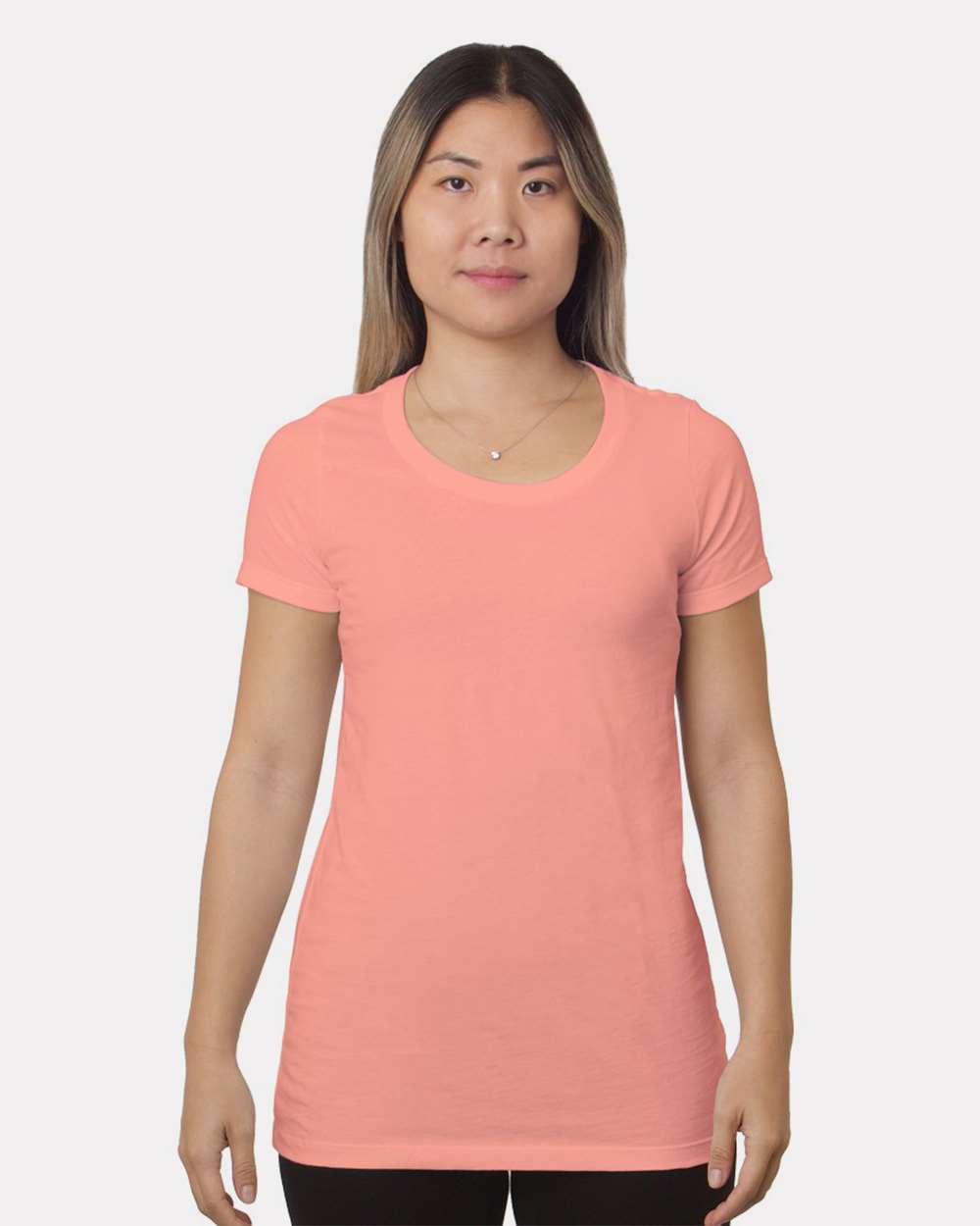 Front View of Coral Women's Fine Jersey T-Shirt - 9625