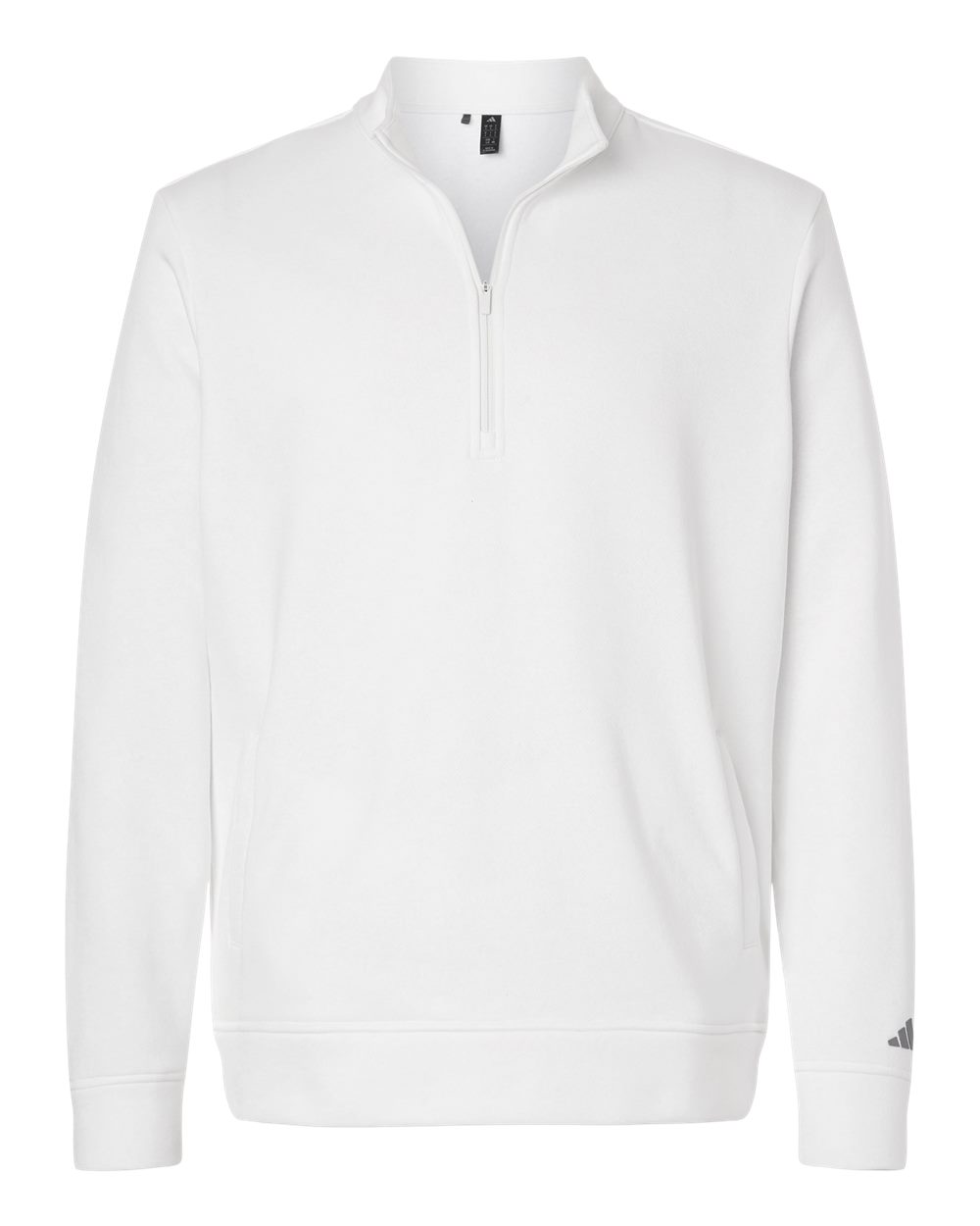Front View of Core White Men's Elevated Fleece Quarter-Zip Pullover - A721 plain