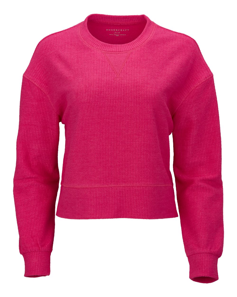 Front View of Cosmic Pink Women's Cropped Boxy Long Sleeve T-Shirt - BW5102