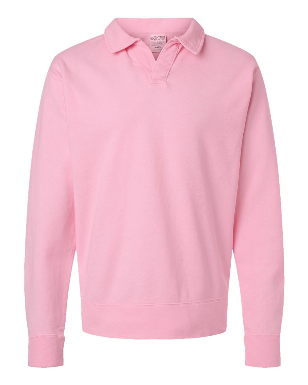 Front View of Cotton Candy Garment-Dyed Polo Collar Sweatshirt - GDH490