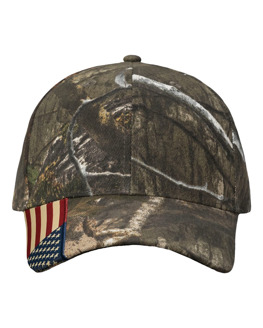 Front View of Country DNA/ USA Flag Camo Woven USA Flag Cap - LC350