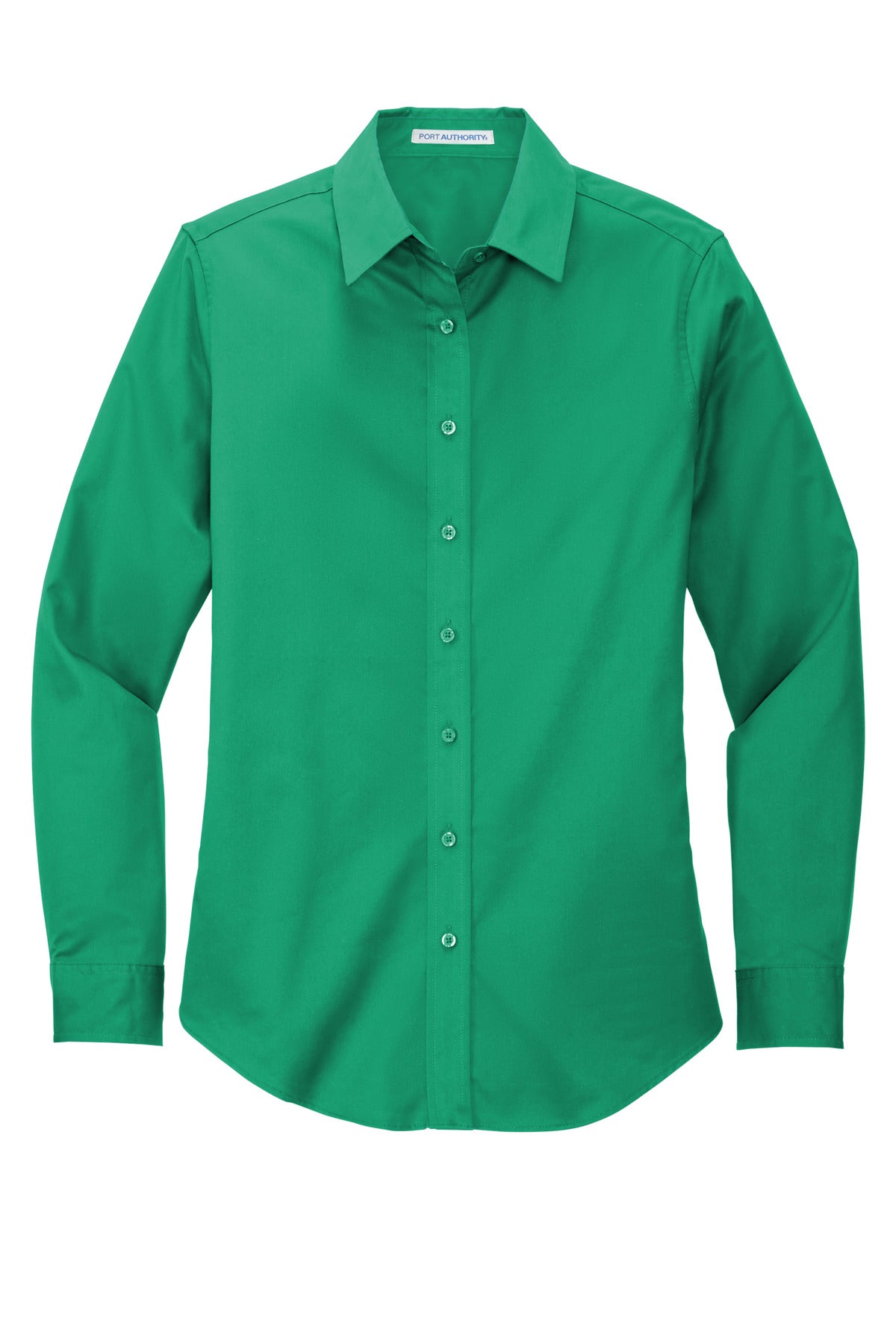 Front View of Court Green Port Authority Women's Long Sleeve Easy Care Shirt. L608