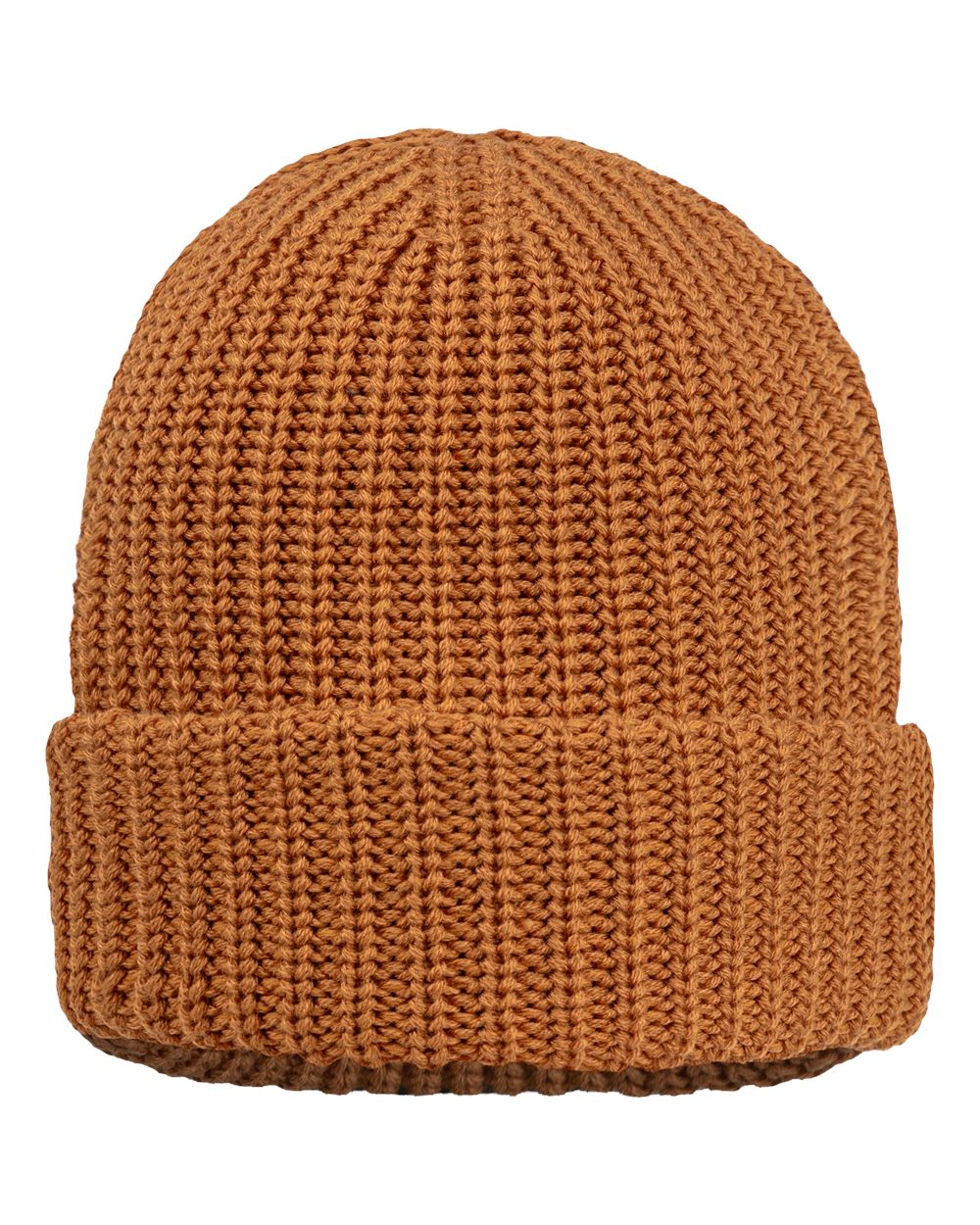 Front View of Coyote Brown 12" Chunky Cuffed Beanie - SP90