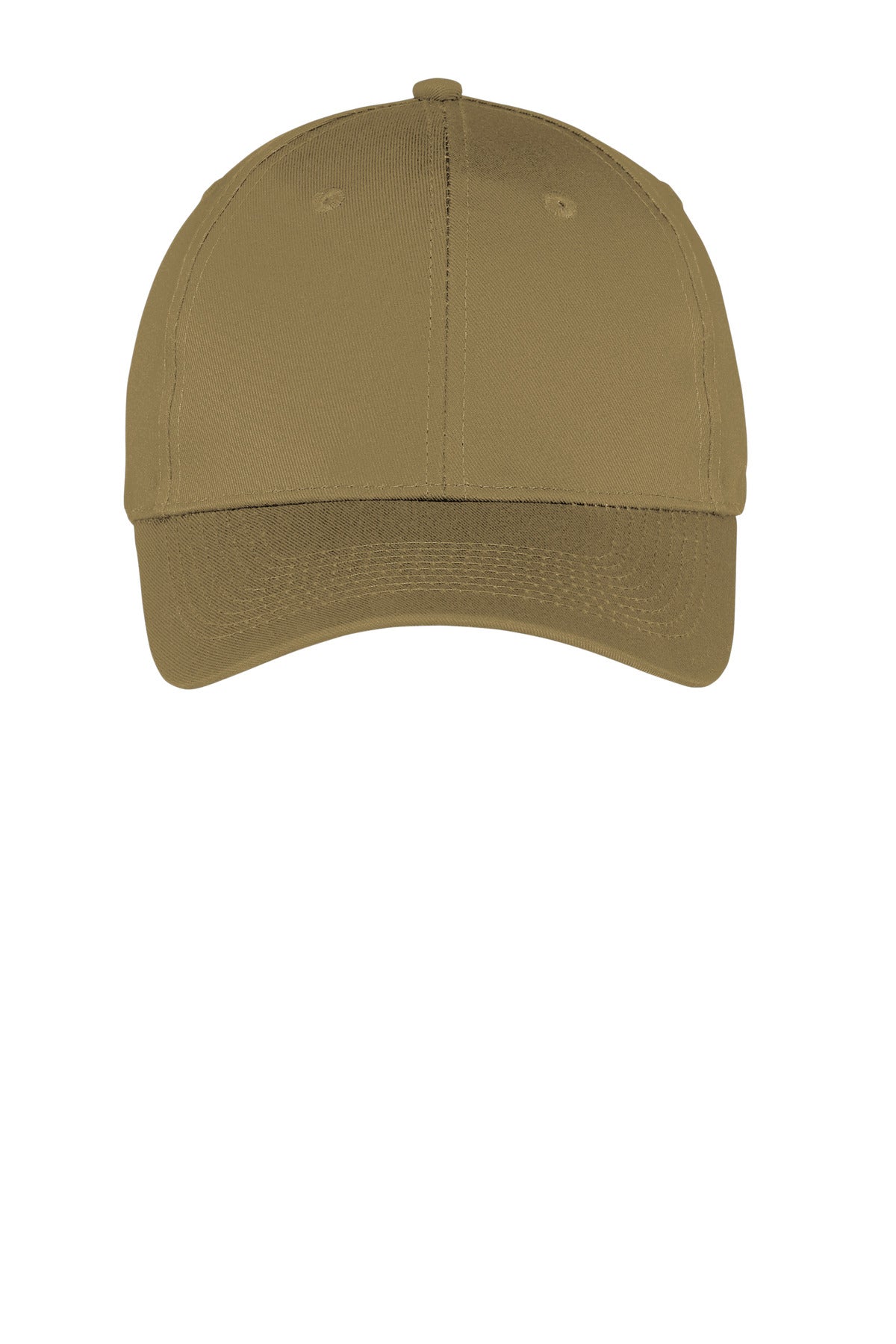 Front View of Coyote Brown Port Authority Six-Panel Twill Cap. CP80