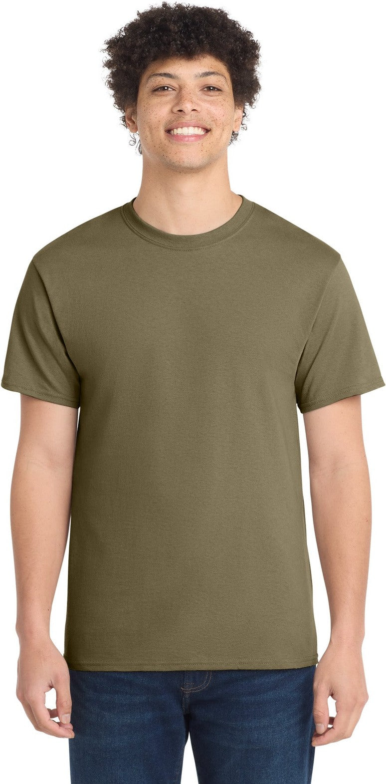 Front View of Coyote Brown Port & Co Core Cotton Tee. PC54