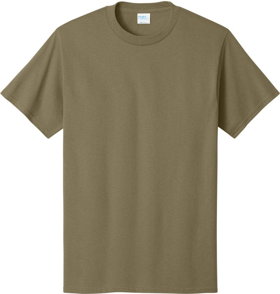 Front View of Coyote Brown Port & Co Core Cotton Tee. PC54