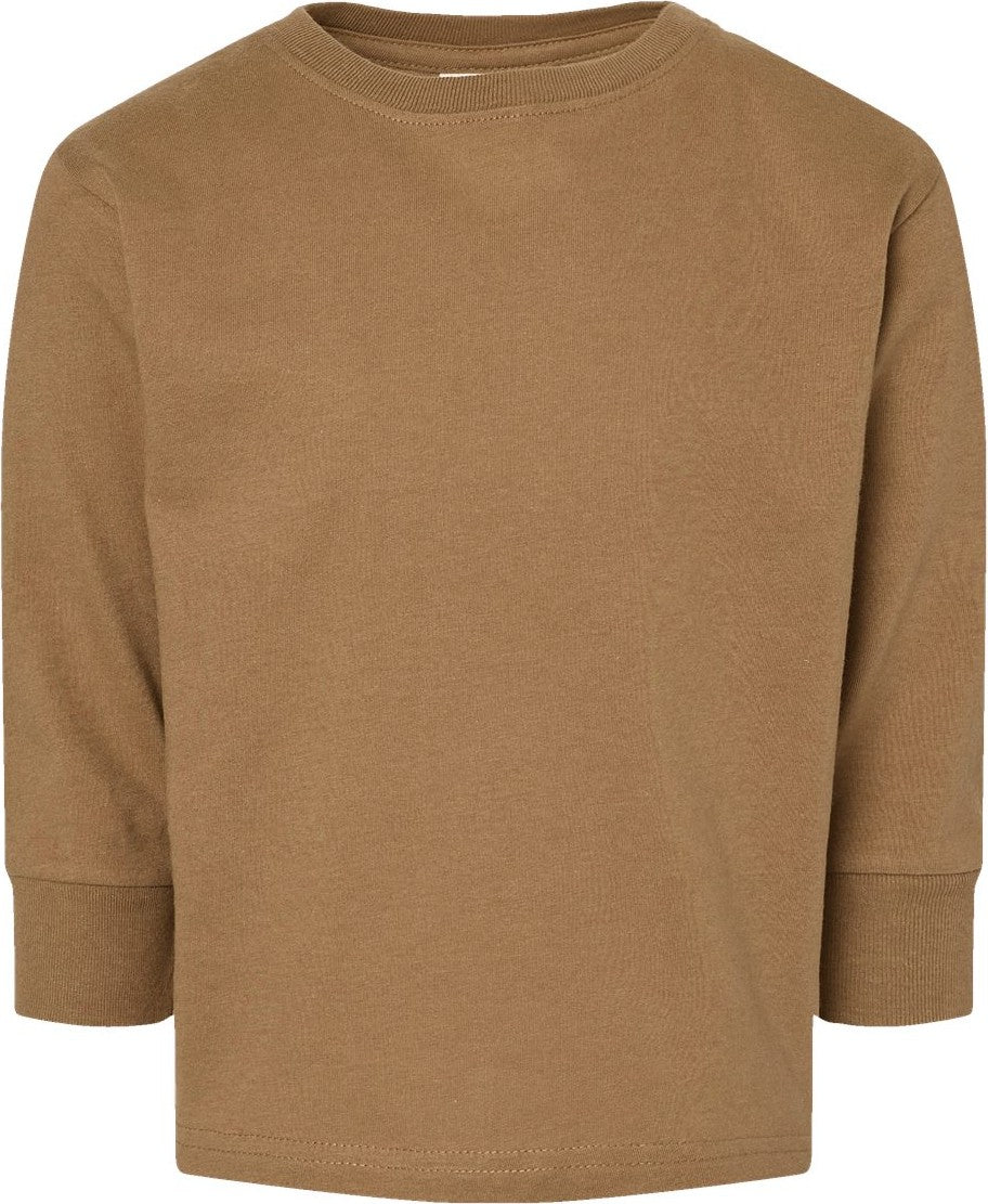 Front View of Coyote Brown Toddler Fine Jersey Long Sleeve Tee - 3302