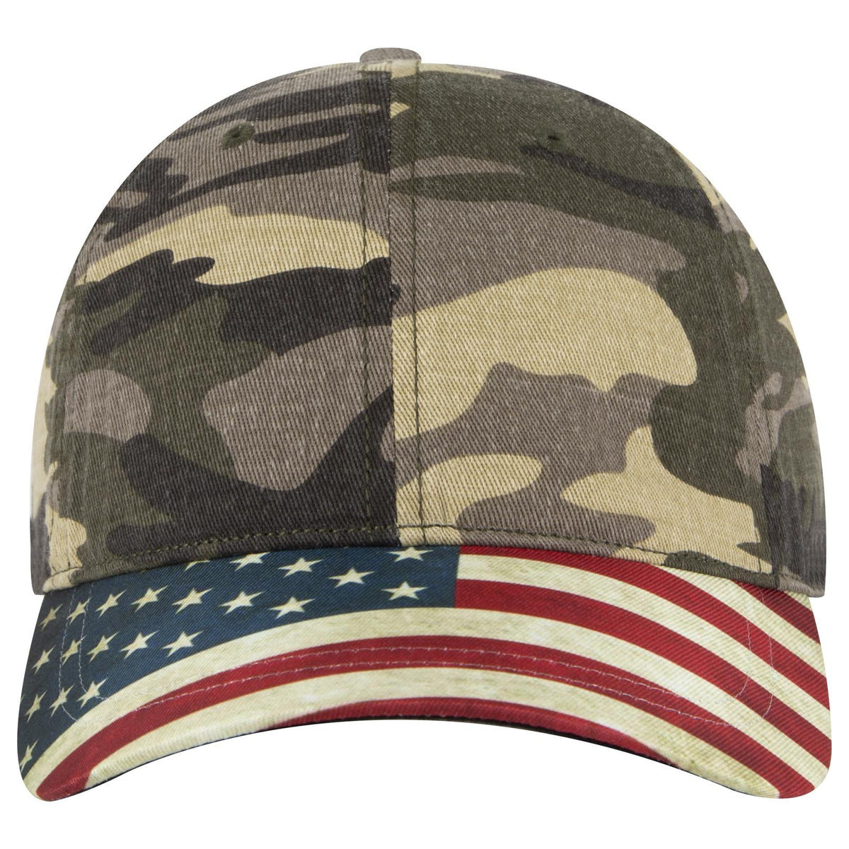 Front View of CP010 - Camo 010 OTTO CAP 6 Panel Low Profile Baseball Cap