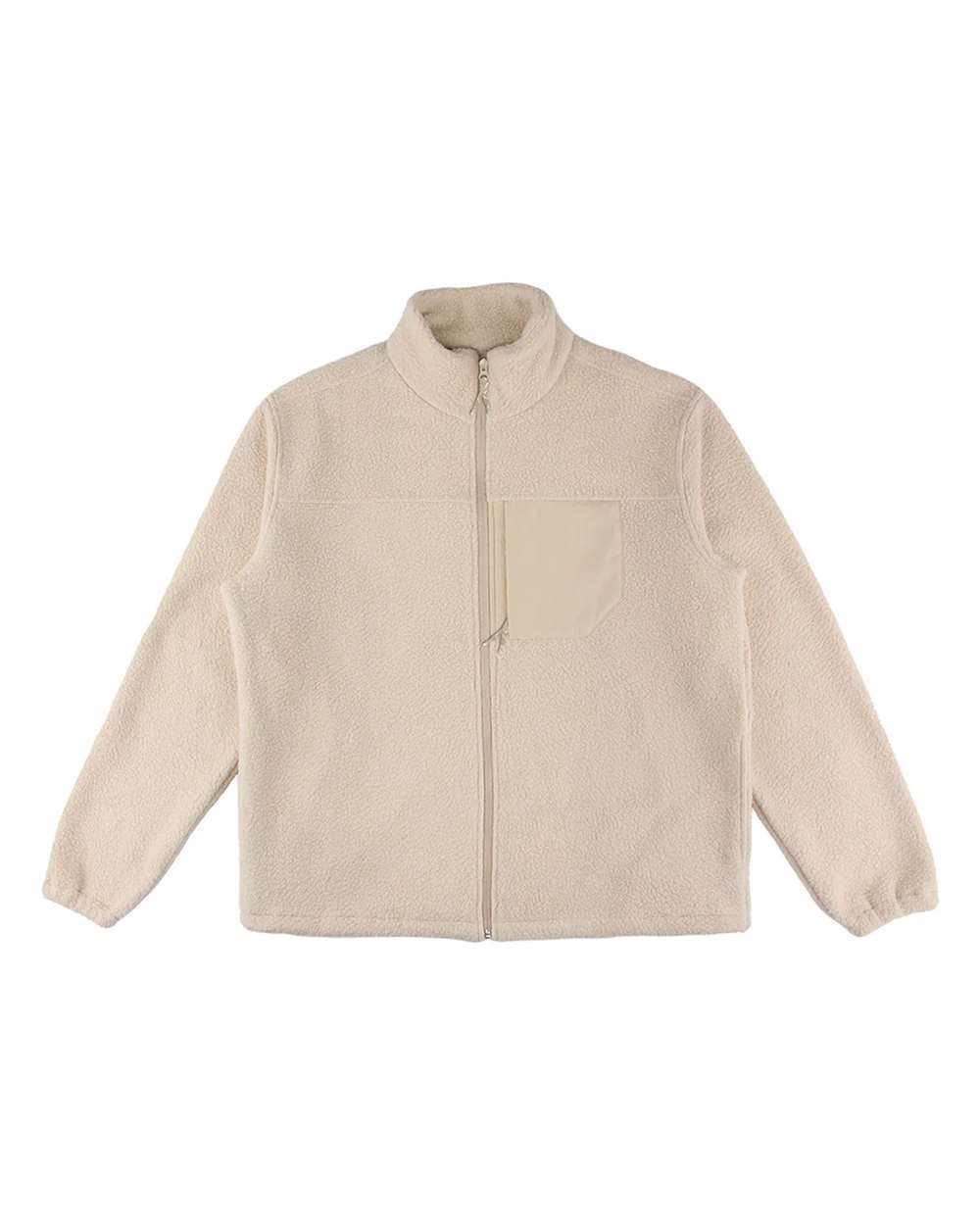 Front View of Cream Sherpa Jacket - SHSJ