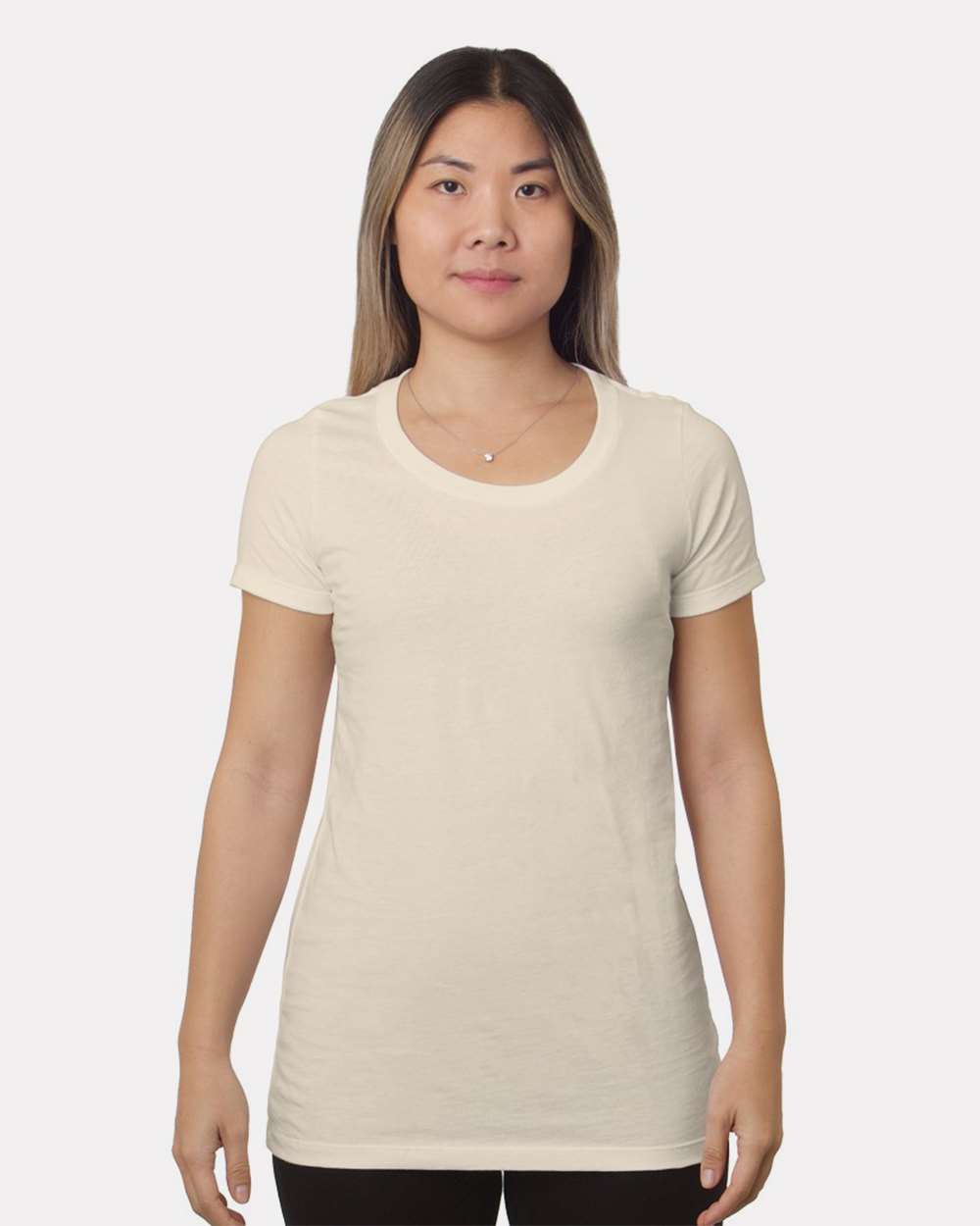 Front View of Cream Women's Fine Jersey T-Shirt - 9625