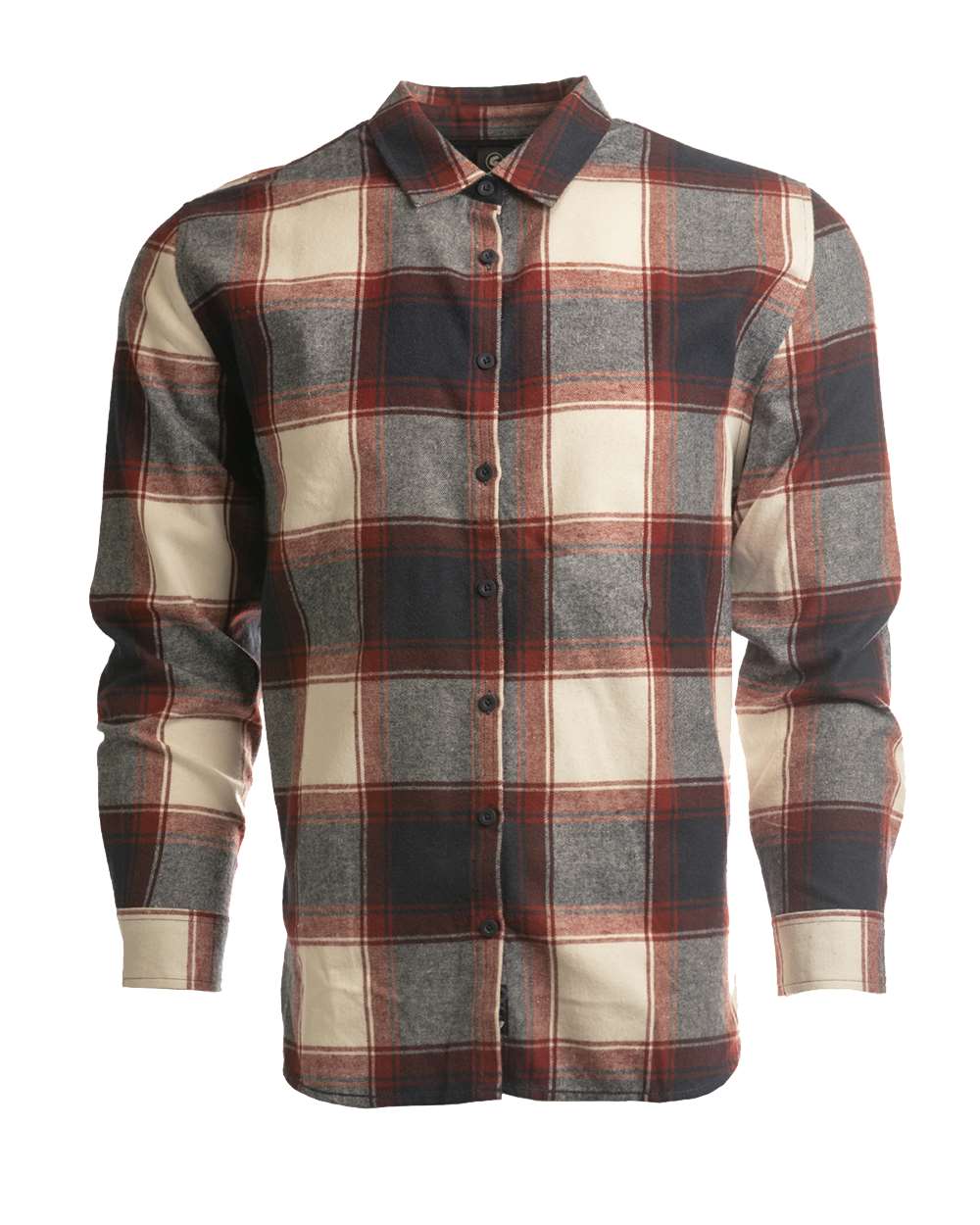 Front View of Crimson/ Ecru Women's No Pocket Yarn-Dyed Long Sleeve Flannel Shirt - 5212