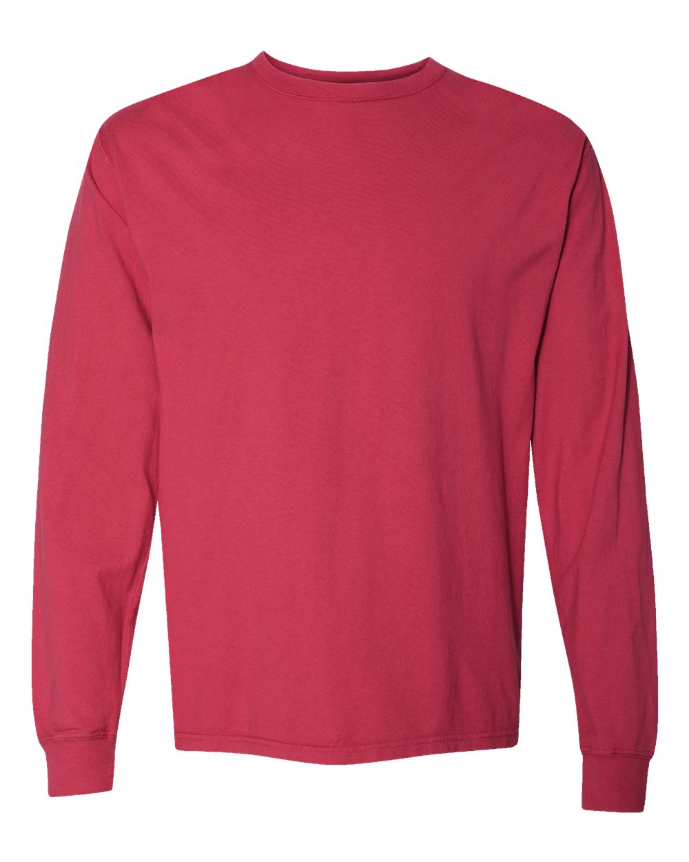 Front View of Crimson Fall Garment-Dyed Long Sleeve T-Shirt - GDH200
