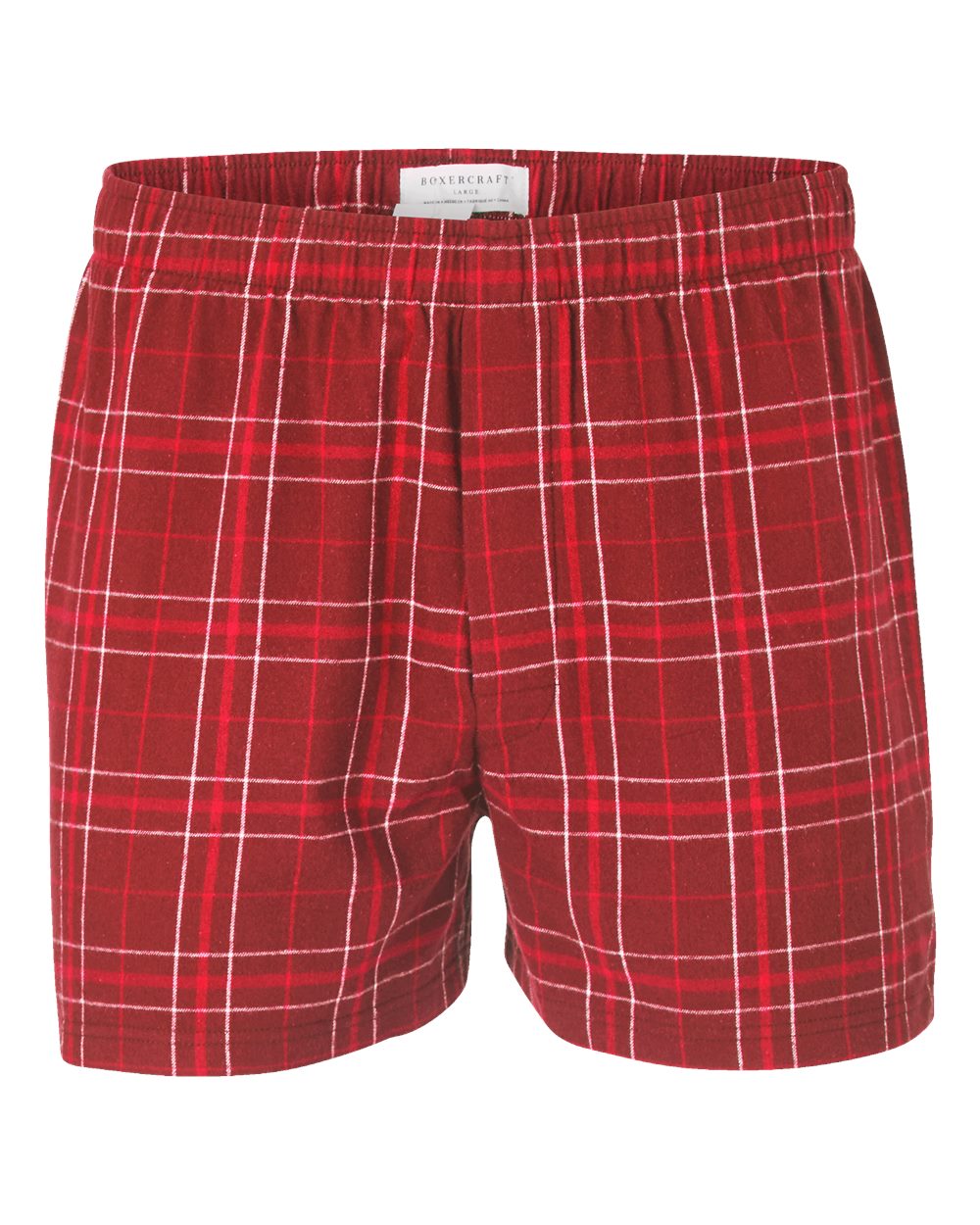 Front View of Crimson Field Day Plaid Double Brushed Flannel Boxers - BM6701