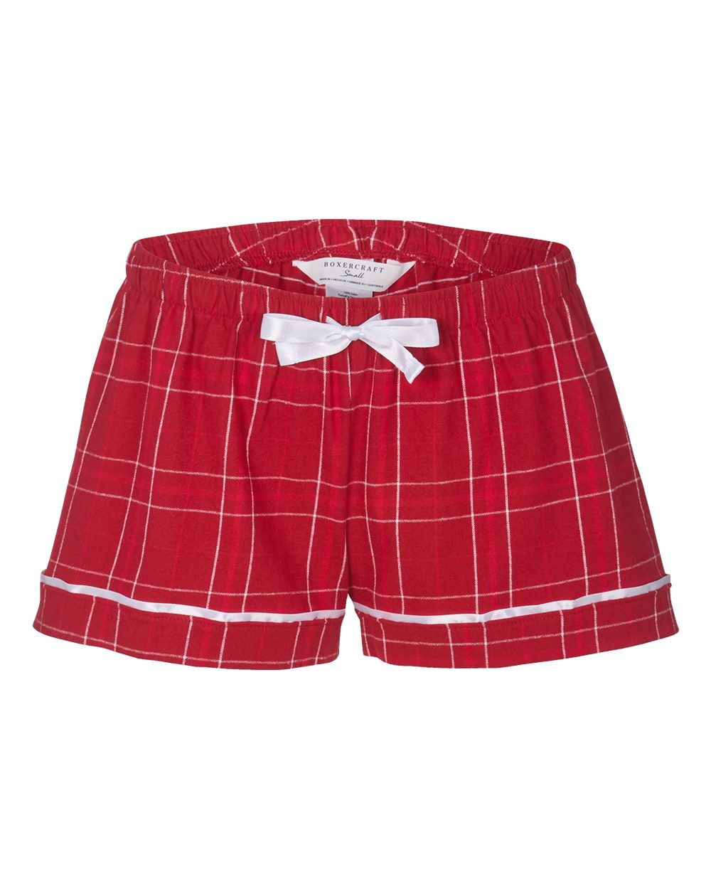 Front View of Crimson Field Day Plaid Women's Flannel Shorts - BW6501