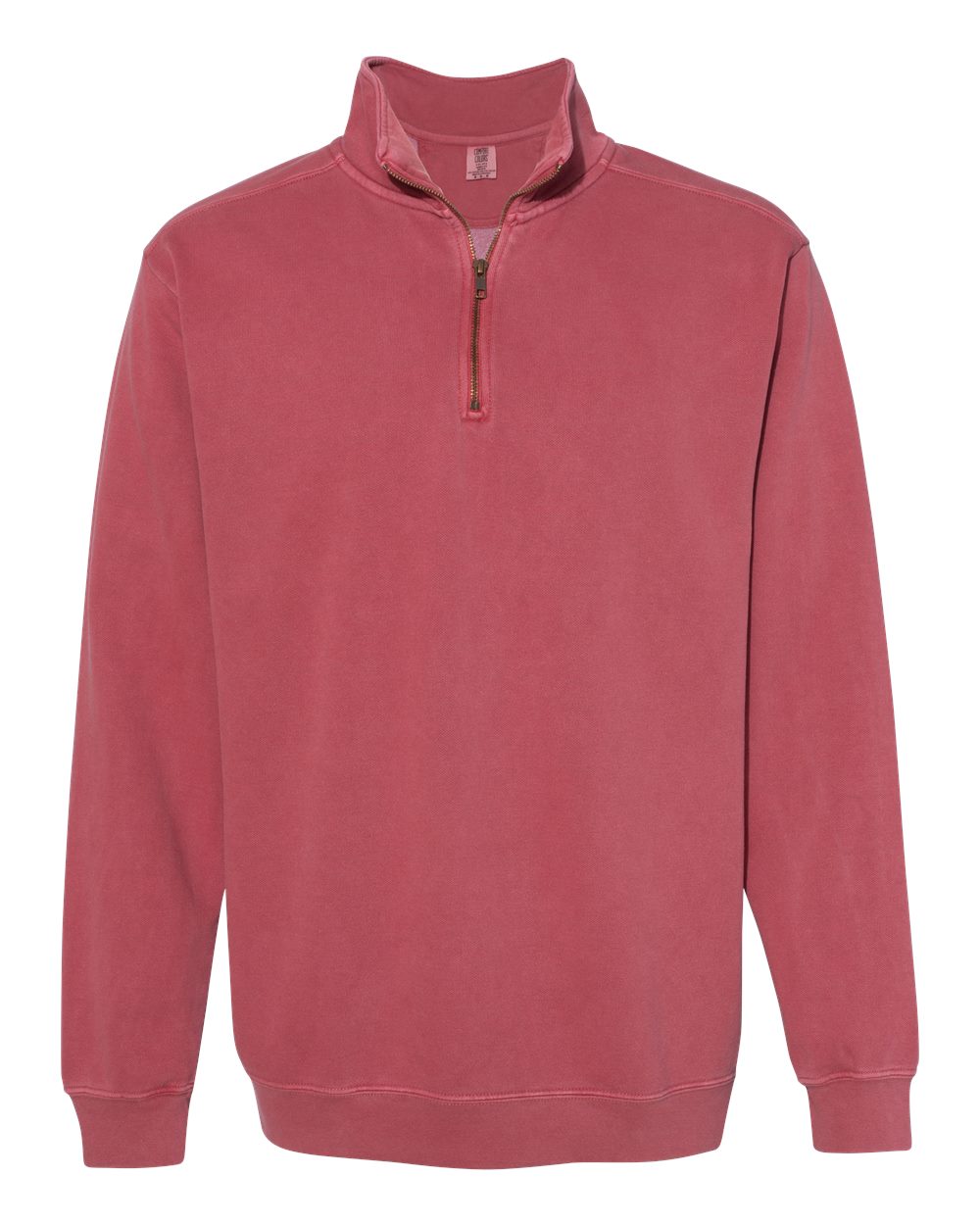 Front View of Crimson Garment-Dyed Quarter Zip Sweatshirt - 1580