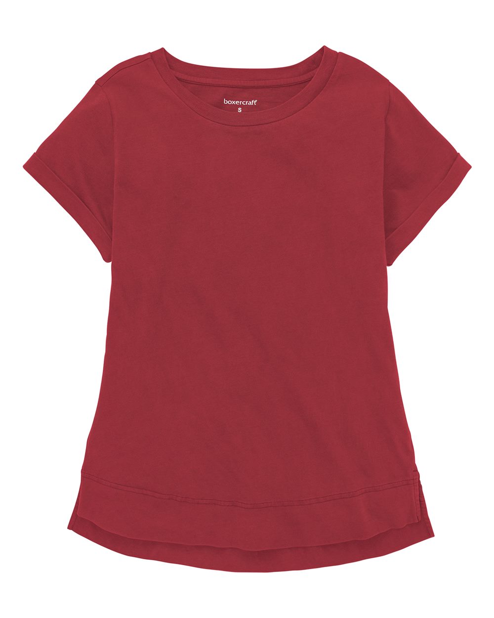 Front View of Crimson Women's Vintage Cuff T-Shirt - T57