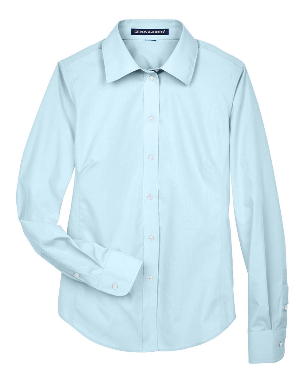 Front View of Crystal Blue Women's Crown Collection® Broadcloth Woven Dress Shirt - D620W