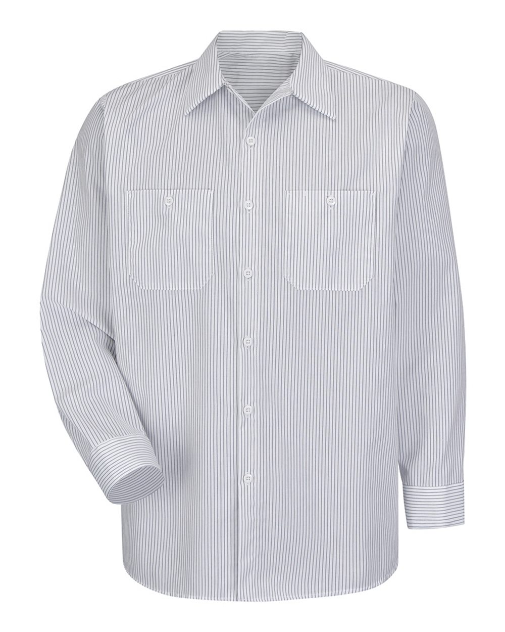 Front View of CW-White/ Charcoal Premium Long Sleeve Work Shirt - SP10