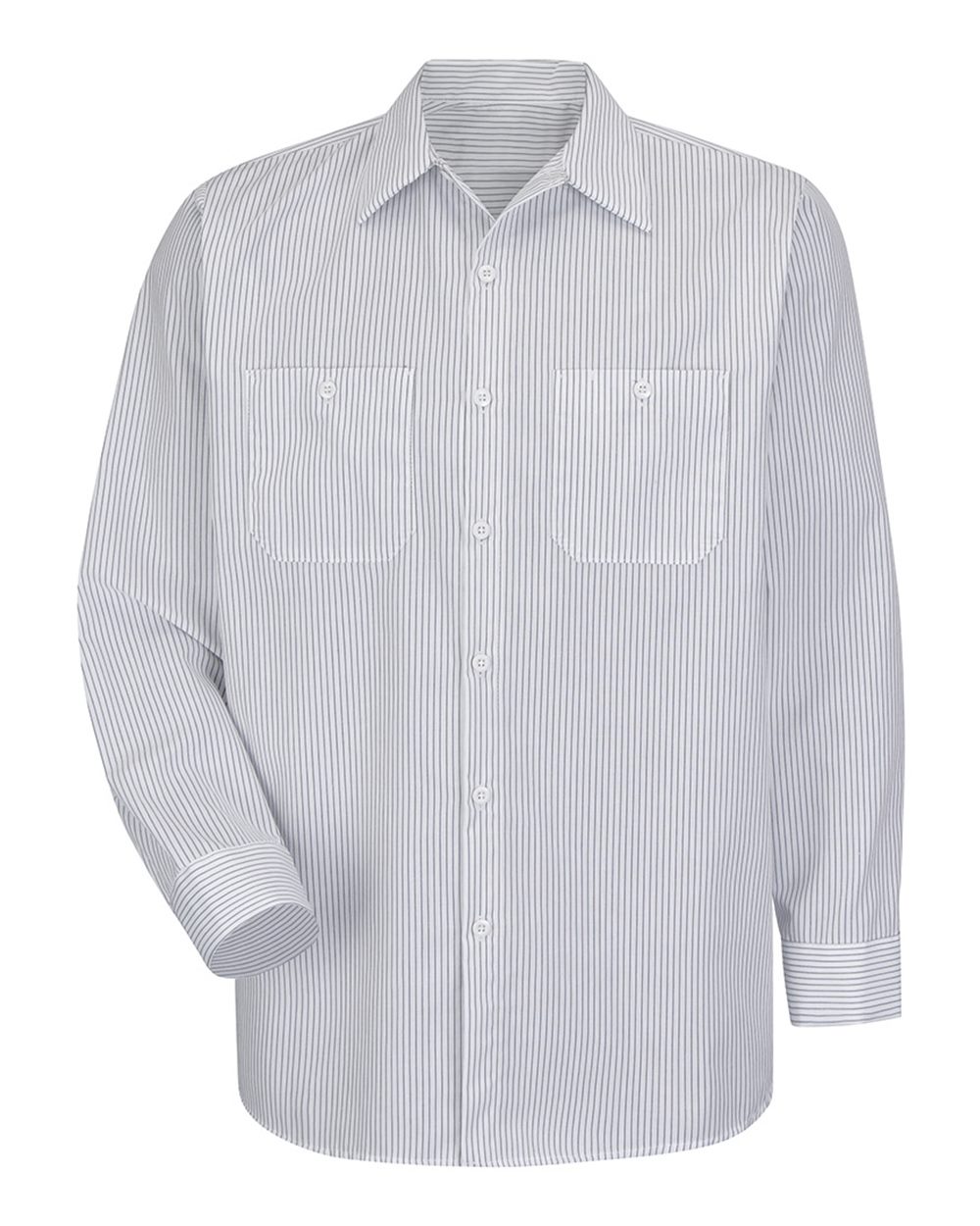 Front View of CW-White/ Charcoal Premium Long Sleeve Work Shirt - Tall Sizes - SP10T