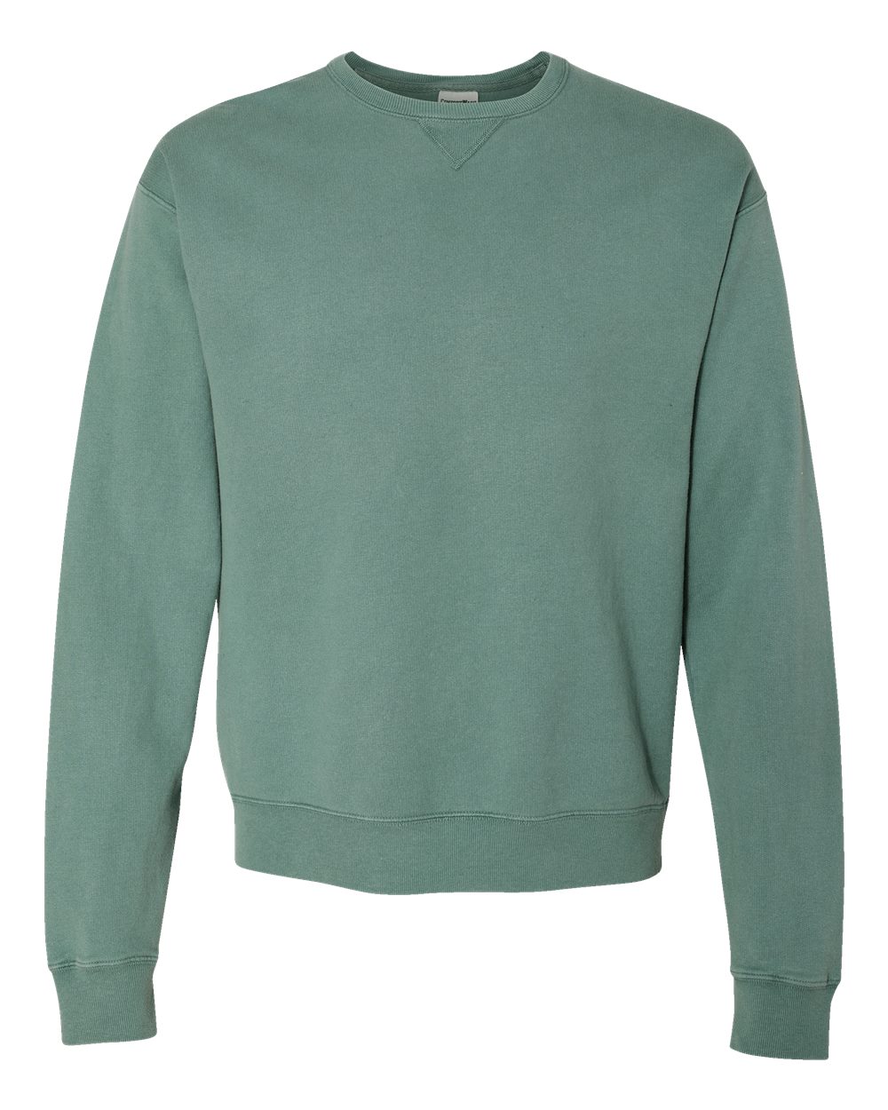 Front View of Cypress Green Garment-Dyed Crewneck Sweatshirt - GDH400