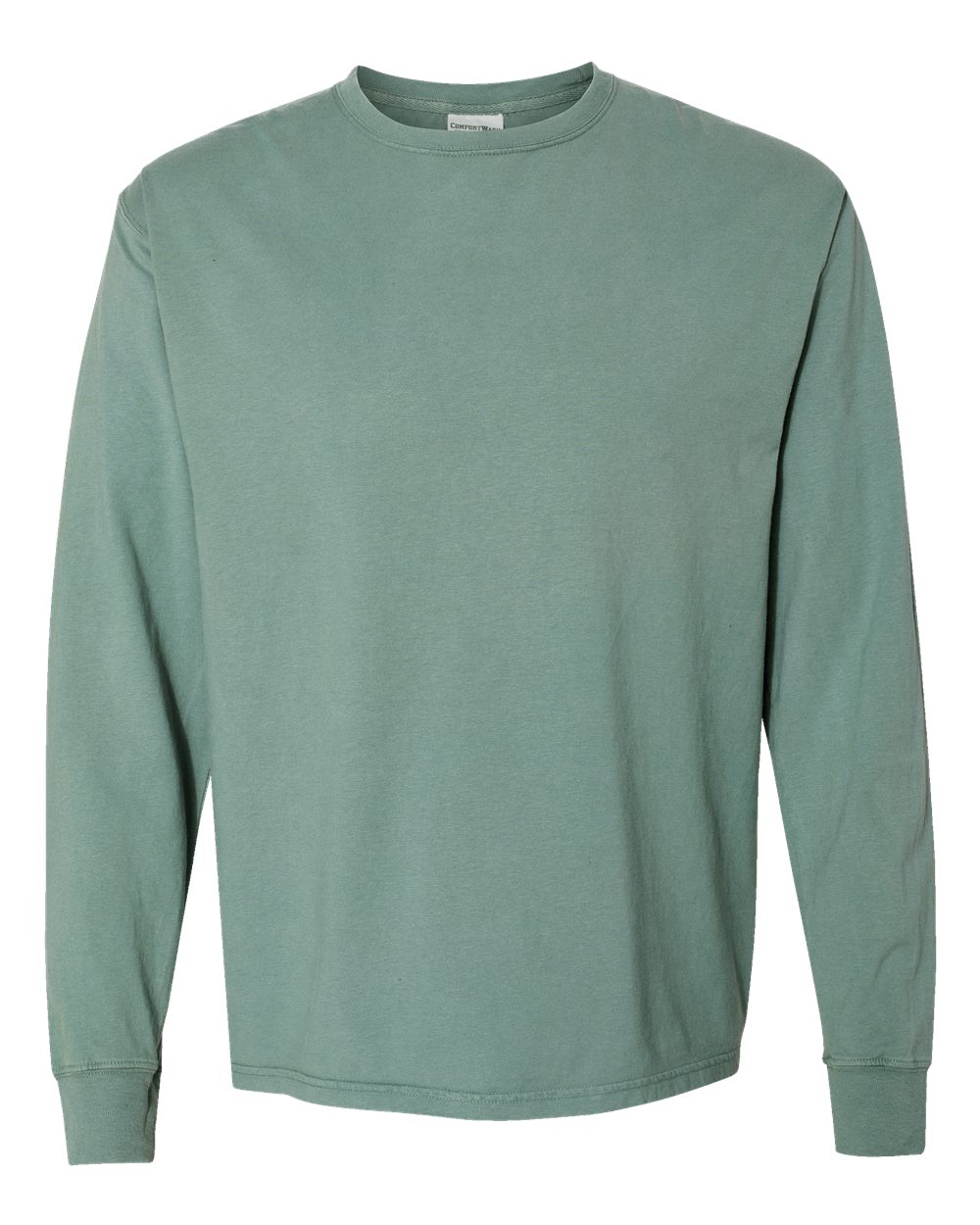 Front View of Cypress Green Garment-Dyed Long Sleeve T-Shirt - GDH200