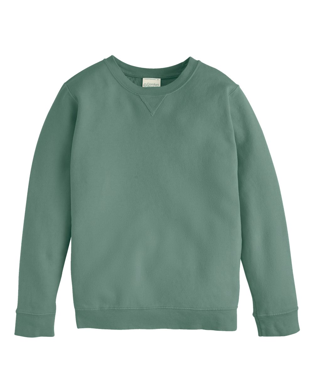 Front View of Cypress Green Garment-Dyed Youth Crewneck Sweatshirt - GDH475