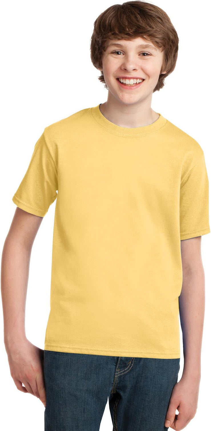 Front View of Daffodil Port & Co Youth Essential Tee. PC61Y