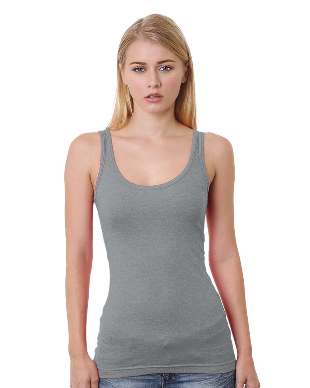 Front View of Dark Ash Women's USA-Made Tank Top - 3410
