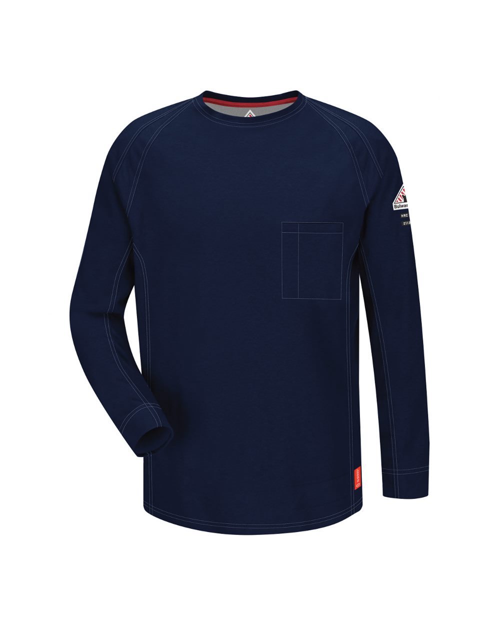 Front View of Dark Blue Flame Resistant Long Sleeve Shirt - Tall Sizes - QT32T