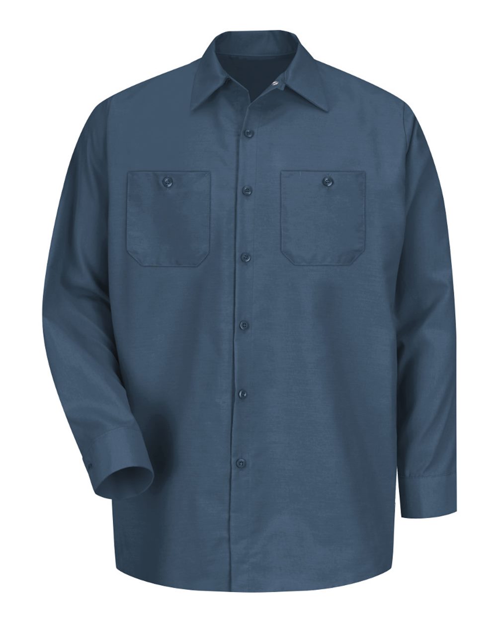 Front View of Dark Blue Industrial Long Sleeve Work Shirt - Tall Sizes - SP14T