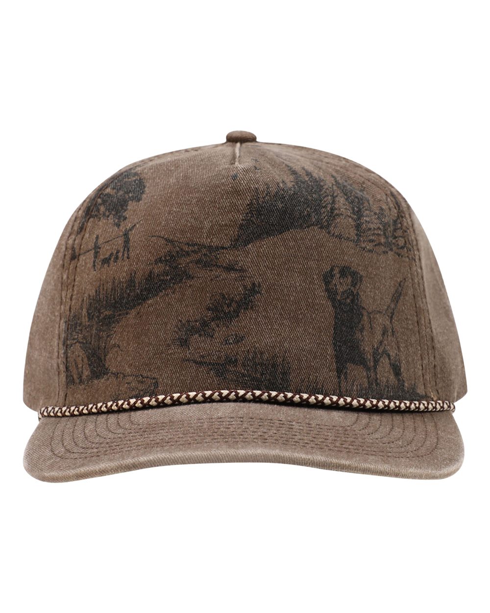 Front View of Dark Brown Lab Nature Scene Cap - 3336 plain