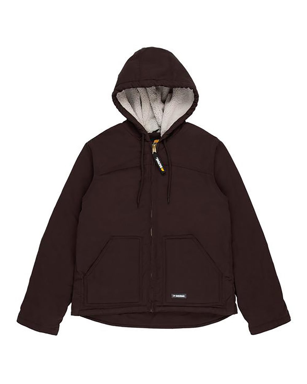 Front View of Dark Brown Women's Softstone Hooded Coat - WHJ43