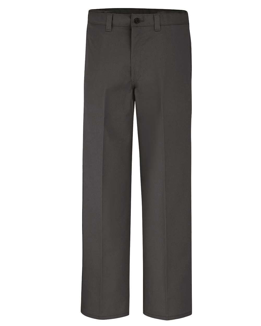 Front View of Dark Charcoal - 37 Unhemmed Industrial Flat Front Comfort Waist Pants - LP17