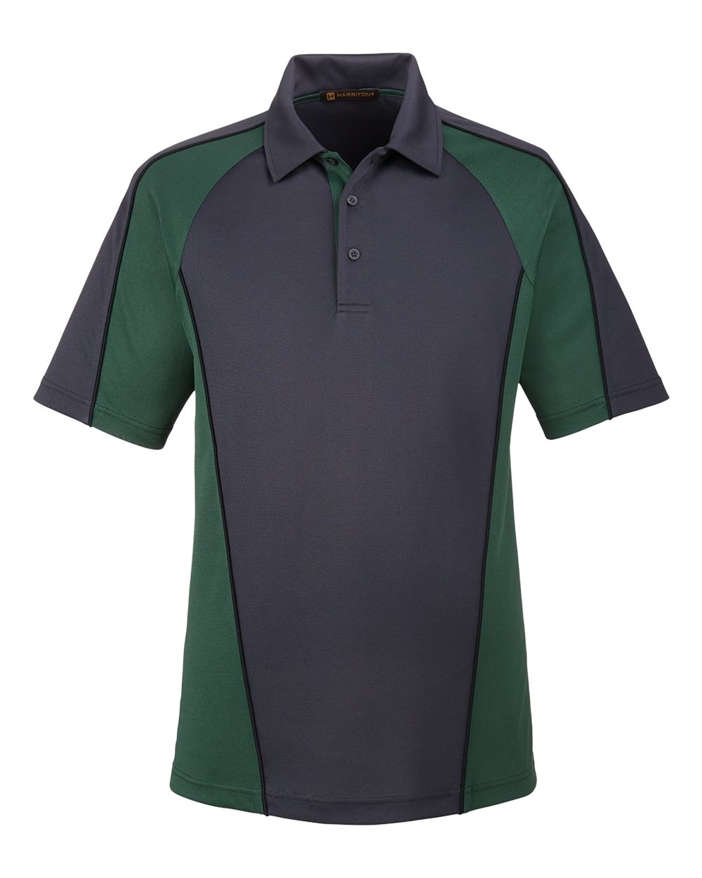 Front View of Dark Charcoal/ Dark Green/ Black Men's Advantage Snag Protection Plus IL Colorblock Polo - M385