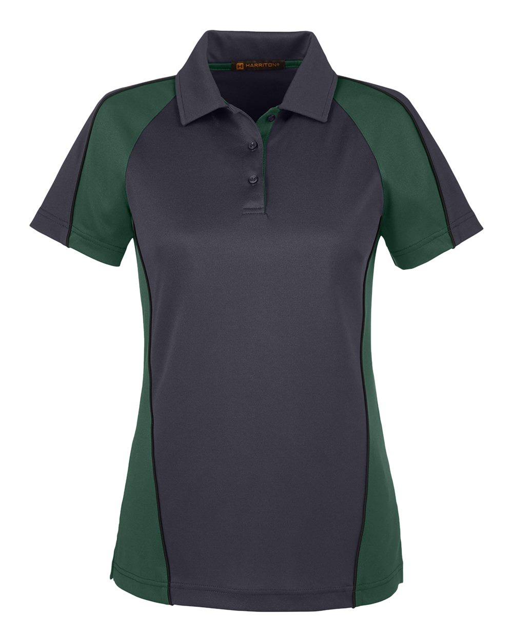 Front View of Dark Charcoal/ Dark Green/ Black Women's Advantage Snag Protection Plus IL Colorblock Polo - M385W
