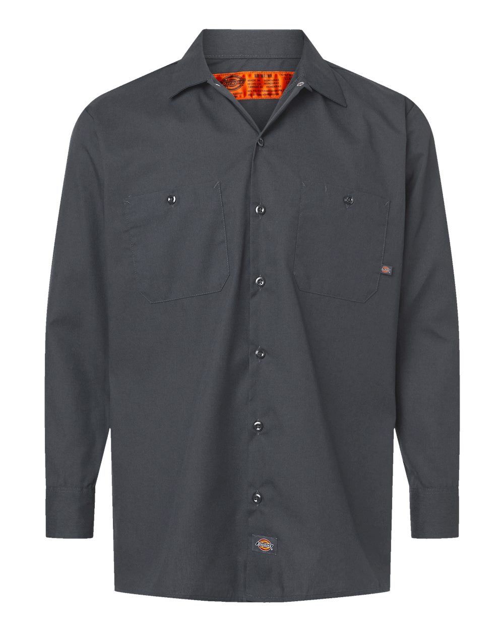 Front View of Dark Charcoal Industrial Long Sleeve Work Shirt - Tall Sizes - L535T