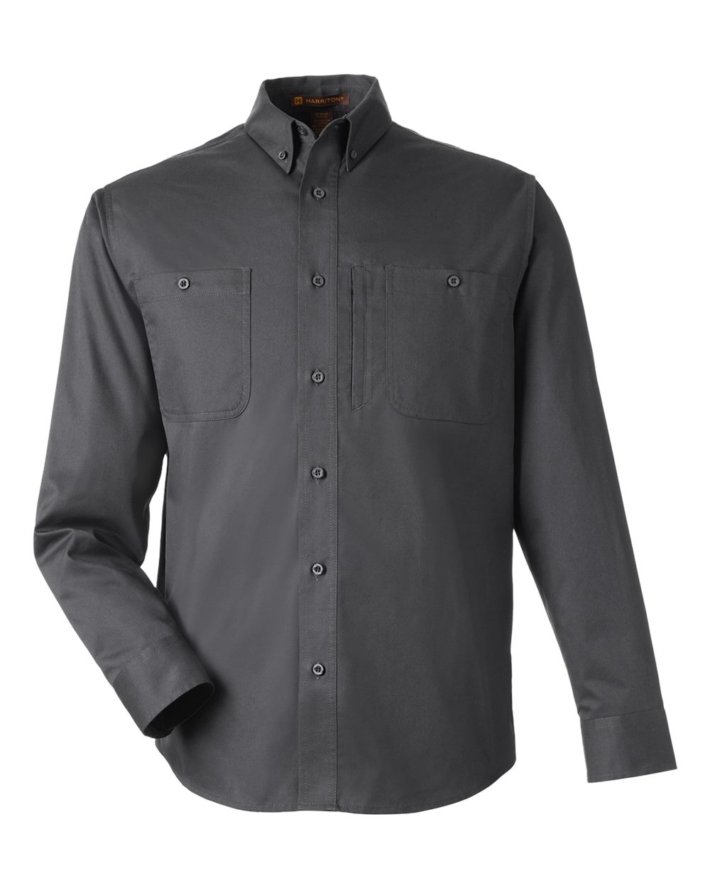 Front View of Dark Charcoal Men's Advantage IL Long Sleeve Workshirt - M585L