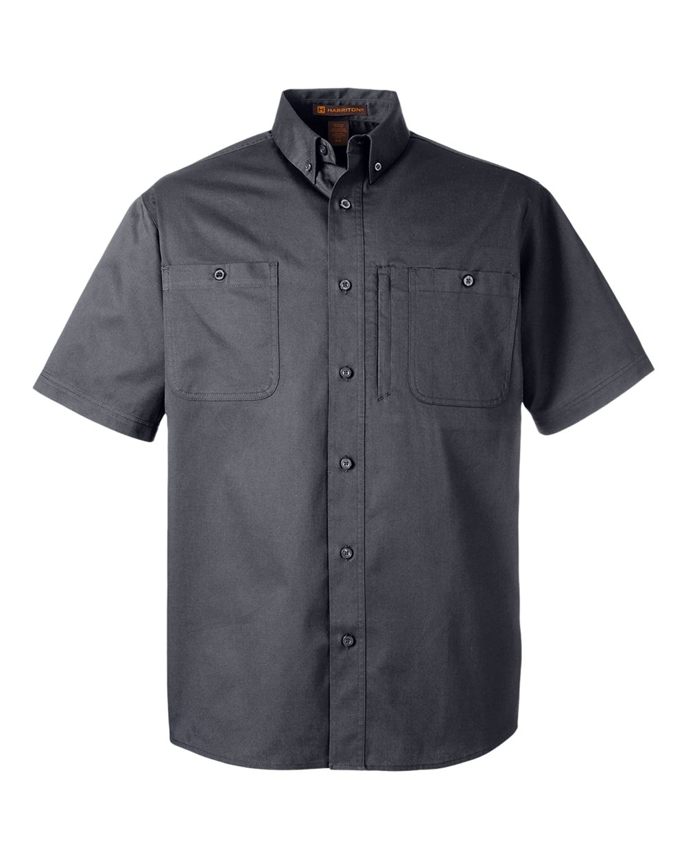 Front View of Dark Charcoal Men's Advantage IL Short Sleeve Work Shirt - M585
