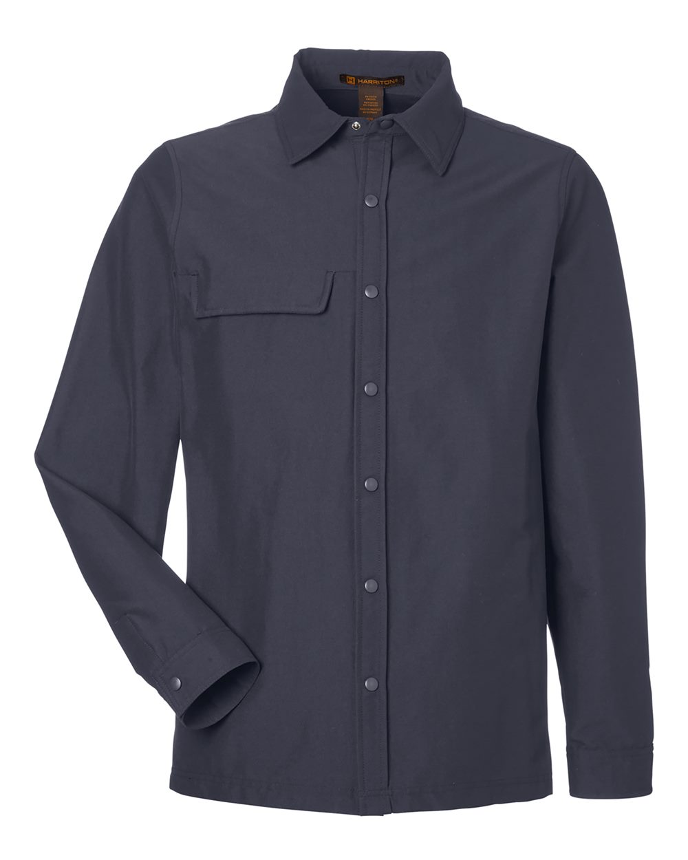 Front View of Dark Charcoal Unisex Flex Twill Overshirt - M72